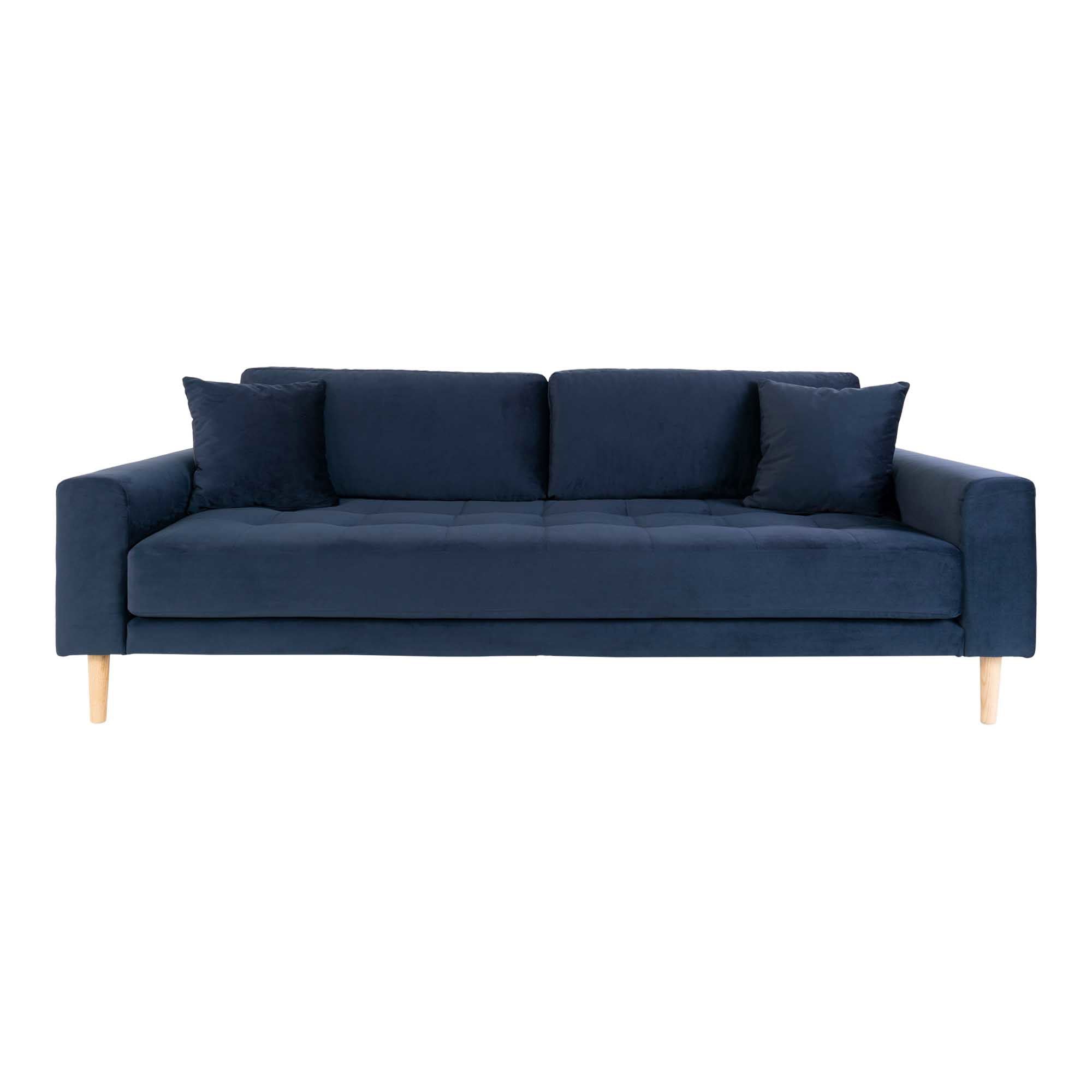 Lido – 3-Sitzer Sofa, mit zwei Kissen und Holzbeinen, 210 × 93 × 76 cm